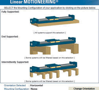 Linear MOTIONEERING from Danaher Motion guides     users through system design via an online web interface